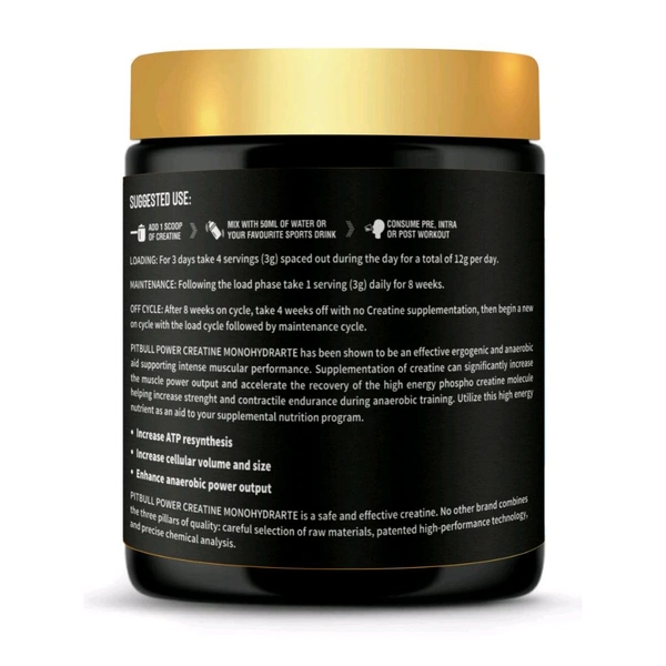 PITBULL POWER CREATINE GREEN APPLE  🍏 120GM - Gold, 120gm
