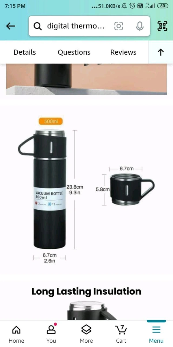 Stainless Steel Vaccum Thermo Flask 500ml