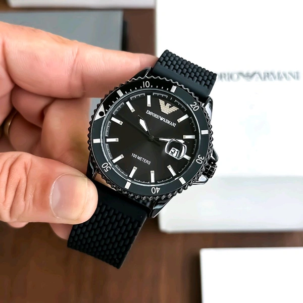Emporio Armani Silicon Analog Black Dial Watch 