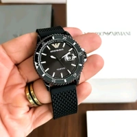 Emporio Armani Silicon Analog Black Dial Watch 
