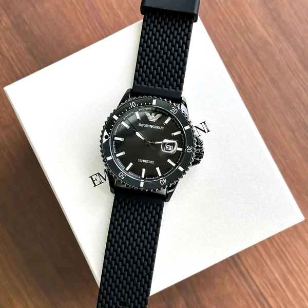 Emporio Armani Silicon Analog Black Dial Watch 