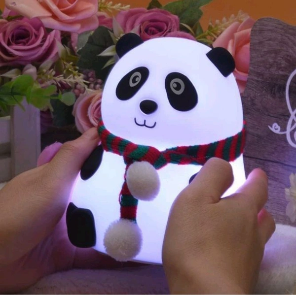 Cute Panda Silicon USB Rechargeable Night Light  Lamp With Touch Gesture Control (8.5 cm, Multicolor)