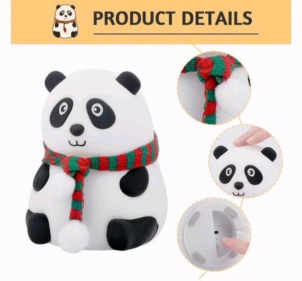 Cute Panda Silicon USB Rechargeable Night Light  Lamp With Touch Gesture Control (8.5 cm, Multicolor)