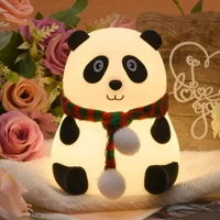 Cute Panda Silicon USB Rechargeable Night Light  Lamp With Touch Gesture Control (8.5 cm, Multicolor)