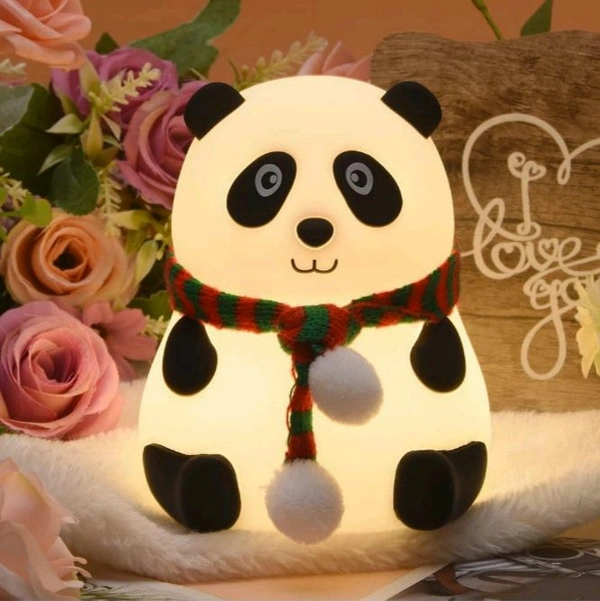 Cute Panda Silicon USB Rechargeable Night Light  Lamp With Touch Gesture Control (8.5 cm, Multicolor)