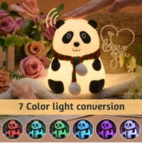 Cute Panda Silicon USB Rechargeable Night Light  Lamp With Touch Gesture Control (8.5 cm, Multicolor)