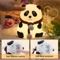 Cute Panda Silicon USB Rechargeable Night Light  Lamp With Touch Gesture Control (8.5 cm, Multicolor)