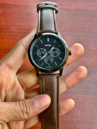 Fossil Men Townsman Black Dial With Brown Leather Strap Analog Watch 