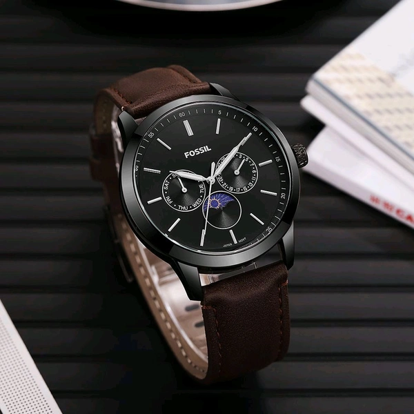 Fossil Men Townsman Black Dial With Brown Leather Strap Analog Watch 