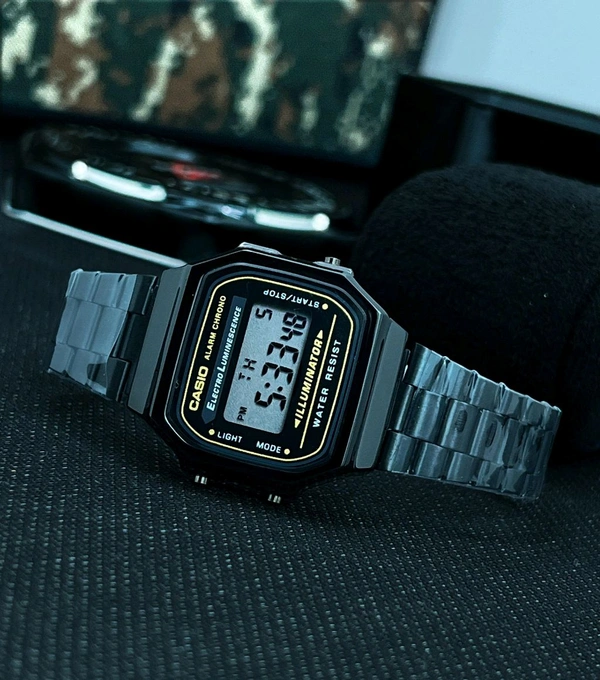 Casio Vintage Men Black Digital Watch 