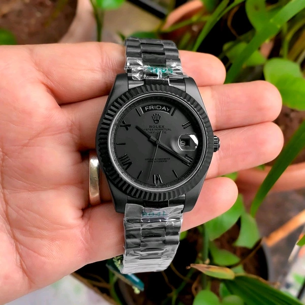 ROLEX DAYDATE Men Black Chrono Watch 