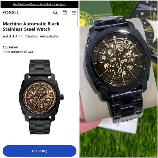 Fossil Black Stainless Steel Analog Watch For Men