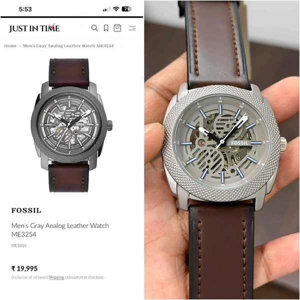 Fossil Modern Machine Automatic Brown Leather Strap Watch 
