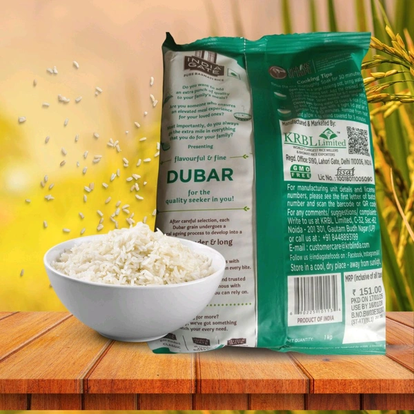 DUBAR India Gate Pure Basmati Rice,Dubar Basmati Rice,1kg - Normal (4-5hours)
