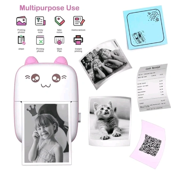 POCKET MINI PRINTER, MOBILE PHONE BLUETOOTH CONNECTION WIRELESS MINI THERMAL PRINTER WITH ANDROID OR IOS APP FOR PICTURES, PORTABLE SMART PRINTER,CONTAINS 1 ROLLS THERMAL PAPER, WITH FAST PAPER OUTPUT FOR PHOTO IMAGE