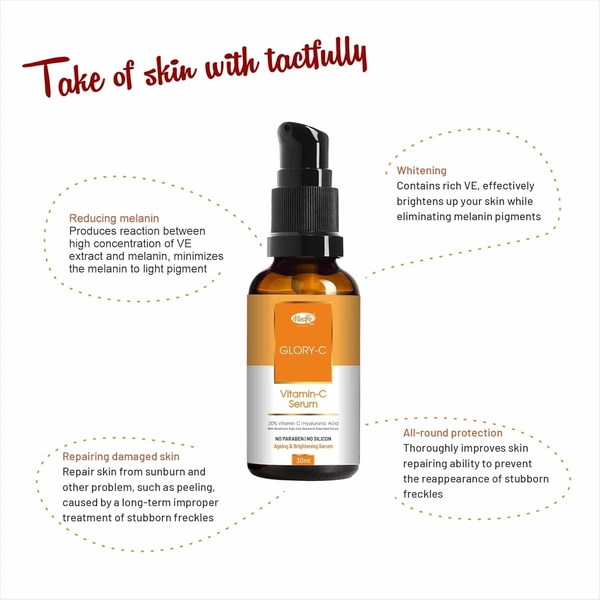 Medfe Glory-C Vitamin-C Serum | For Repairing Demaged Skin | For Ageing and Brightening Skin - 30ML