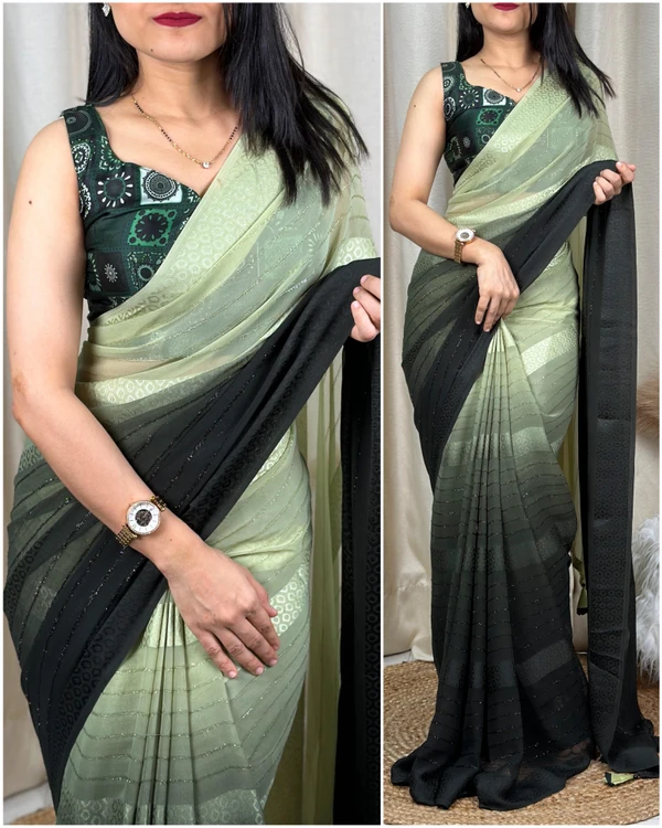 Georgette Saree  - Free SIZE, Wild Watermelon