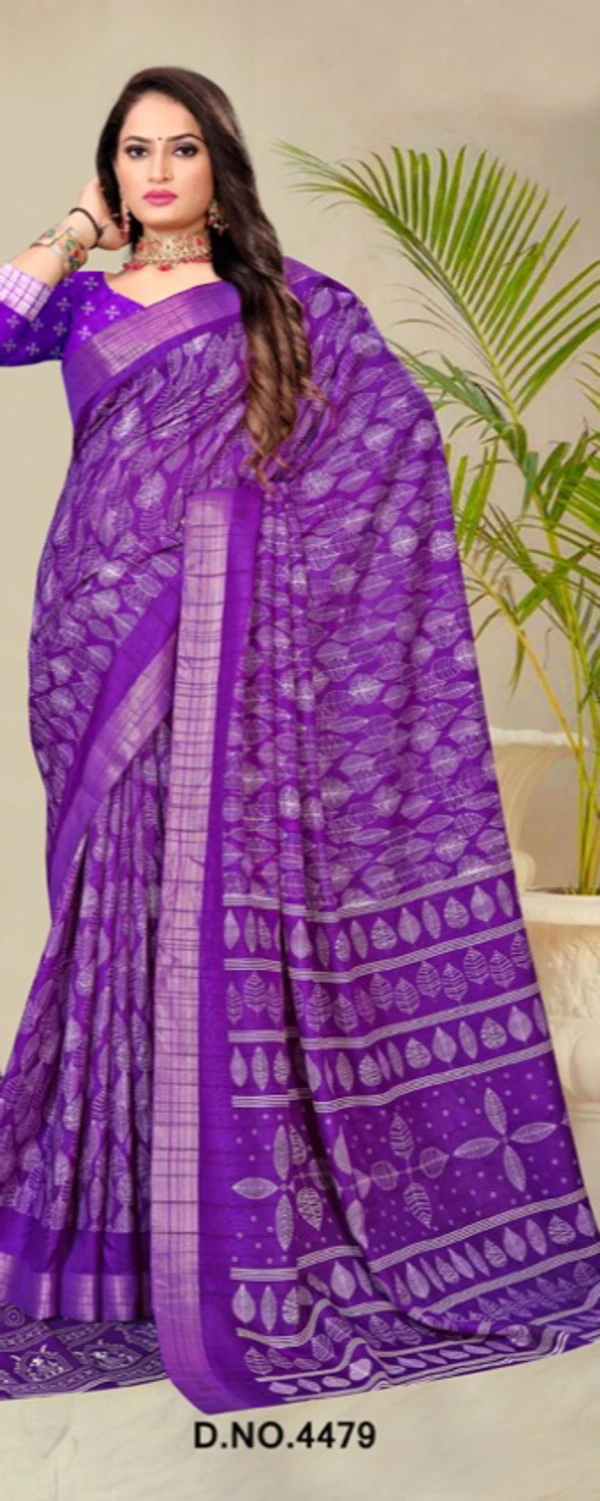 Beautiful Slub Silk Saree - Electric Violet