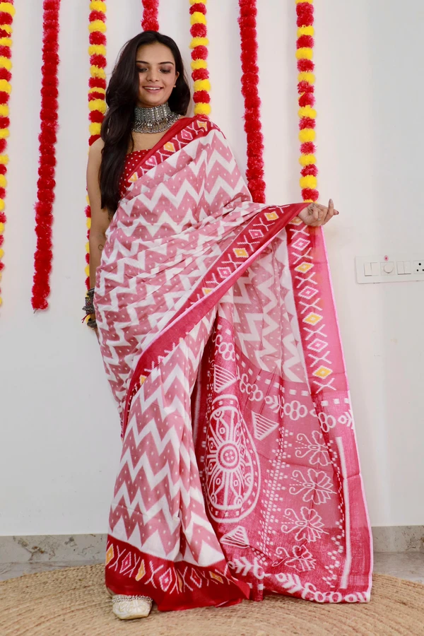 Pure Soft Cotton Saree - Red