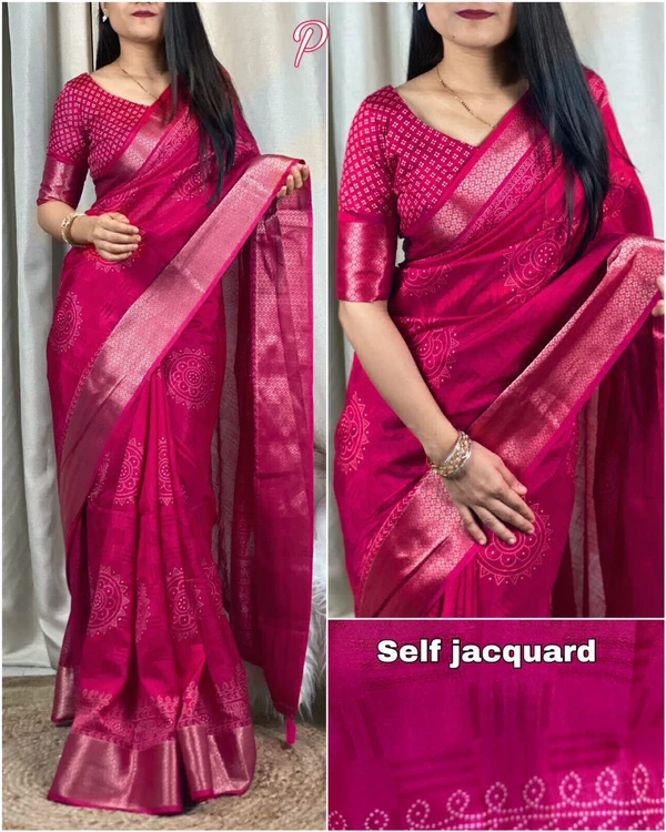 Muslim Self Jacquard Saree - Rani