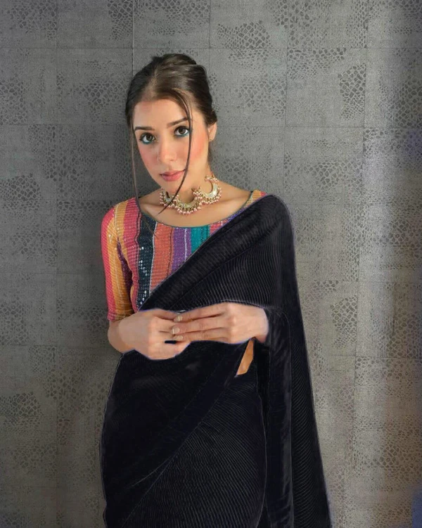 Beautiful Georgette Saree  - Black