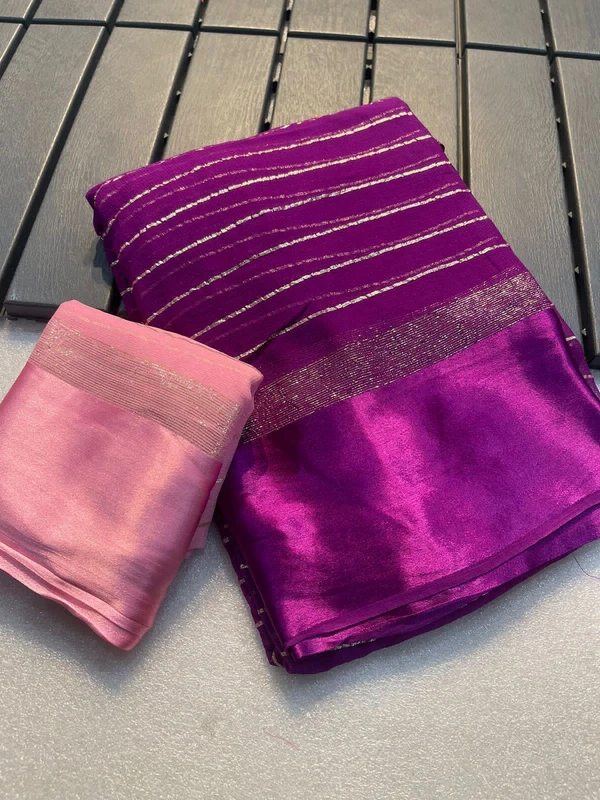 Beautiful Mx Zari Saree - violet