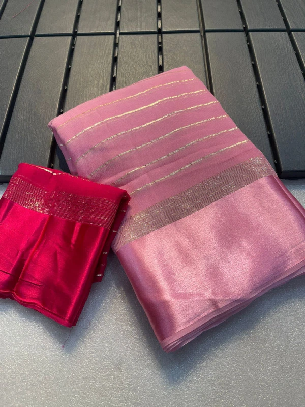 Beautiful Mx Zari Saree - pink