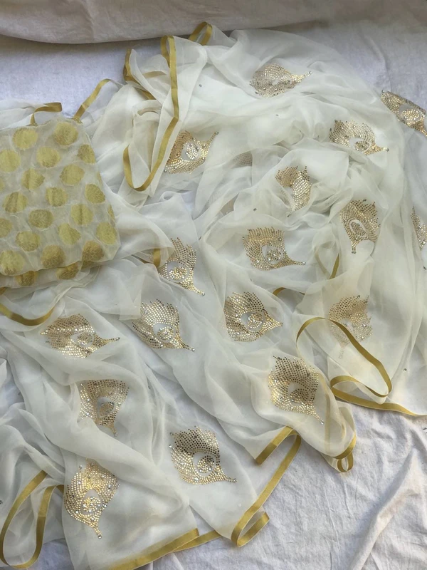 Beautiful Panwari Work Saree - cream