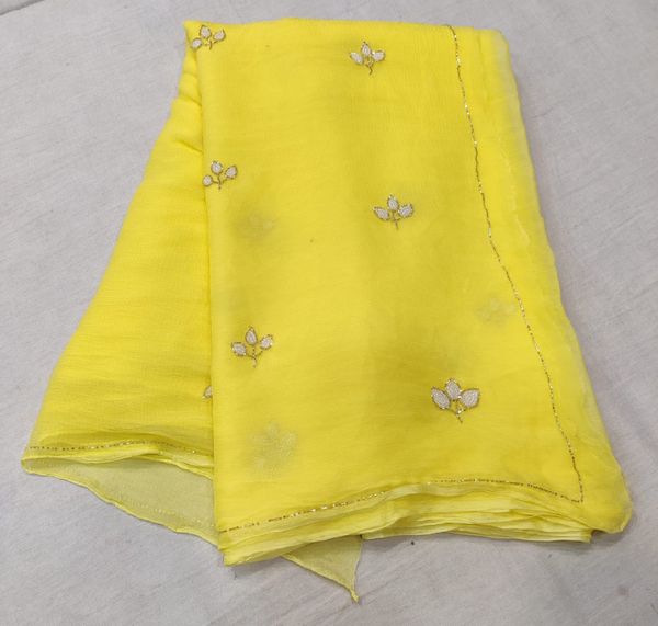 Beautiful Katdana Work Saree - Yellow