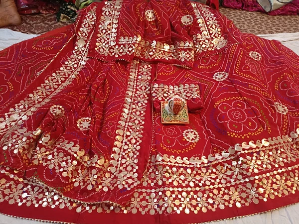 Beautiful Bhandej Lehanga Chunni Collection  - Red