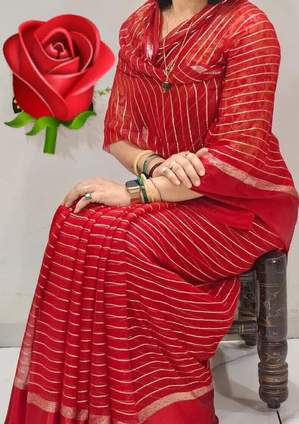 Beautiful Mx Zari Saree - Red