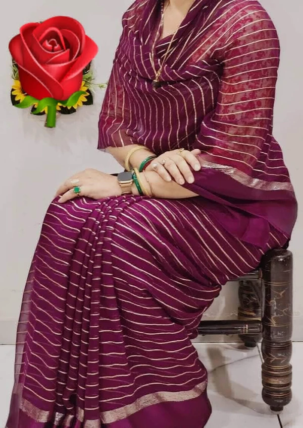 Beautiful Mx Zari Saree - wine