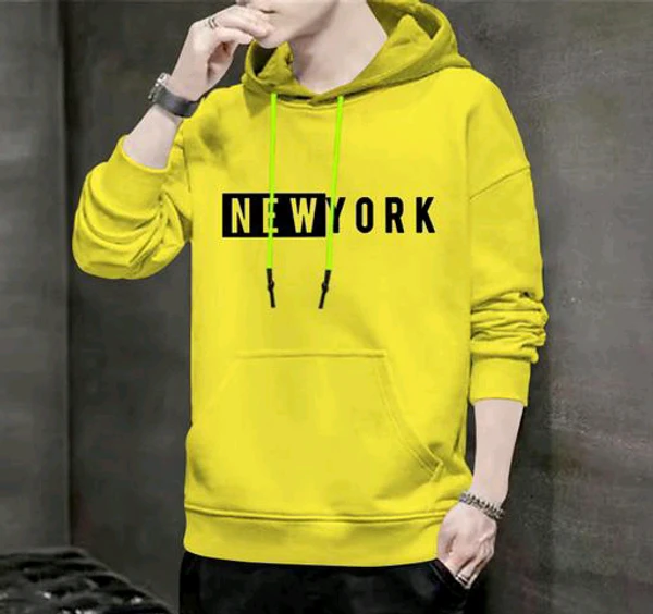 New York Print Hodded  - Yellow, M