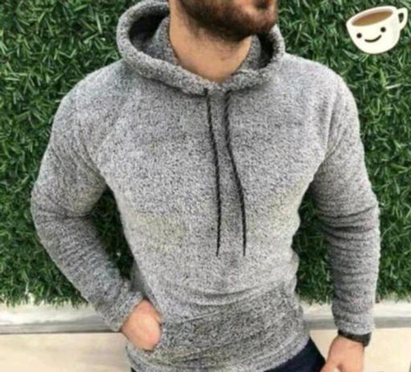 Woolen Hoodie  - Gray, M