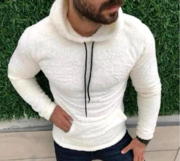 Woolen Hoodie  - White, M