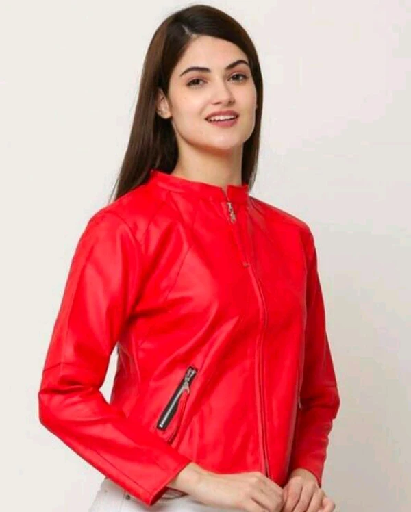 Girls Leather Jacket  - Red, M