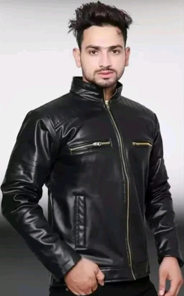 Men's Leather Jacket  - Black, M