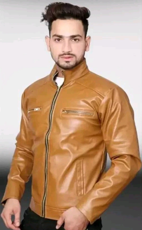 Men's Leather Jacket  - Web Orange, L