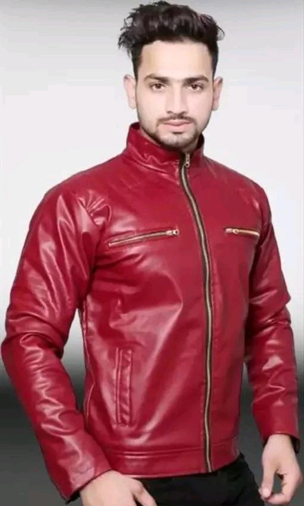 Men's Leather Jacket  - Guardsman Red, L