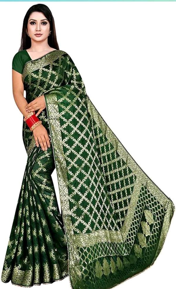 Beautiful Ghadcholla Banarsi Silk Saree  - Green