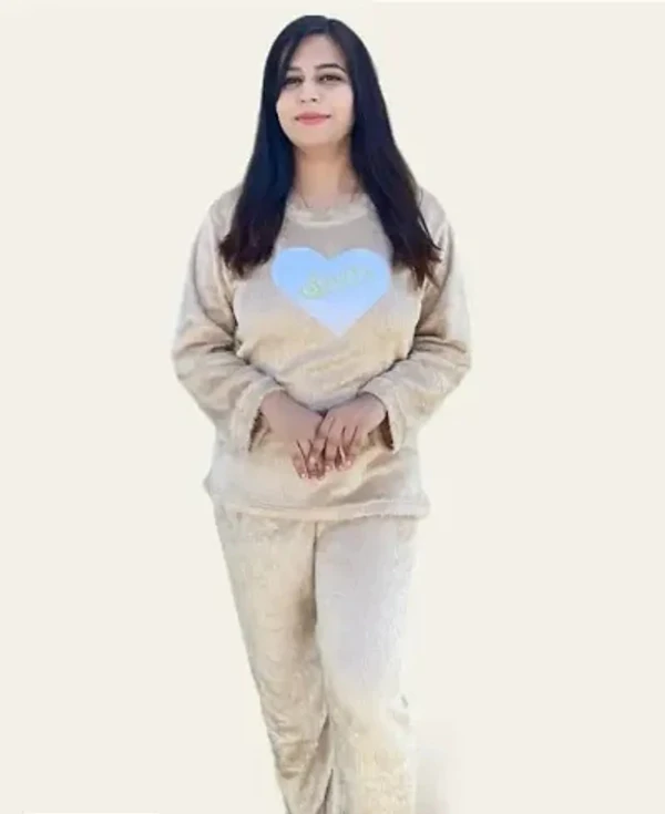 Women Woolen Track Suit  - cream, L