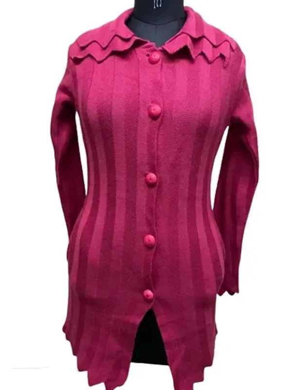 Woolen Cardigan For Women  - Violet Eggplant, Free