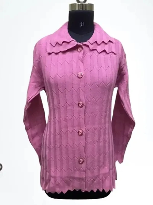 Woolen Cardigan For Women  - Pink Flamingo, Free