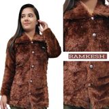 Beautiful Fur Jacket For Girls  - Black, M