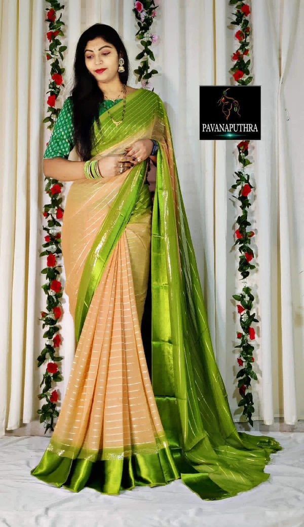 Beautiful Zari Weaving Georgette Fabric Saree - Green