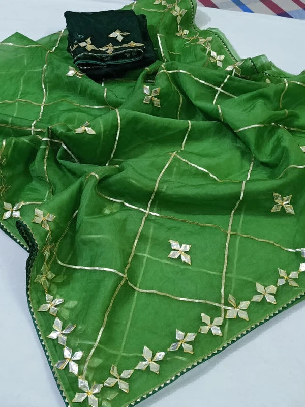 Beautiful Organza Fabric Saree - Green