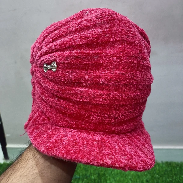 Styles Modern Warm Woolen Cap For Girls  - Red