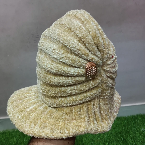 Styles Modern Warm Woolen Cap For Girls  - cream