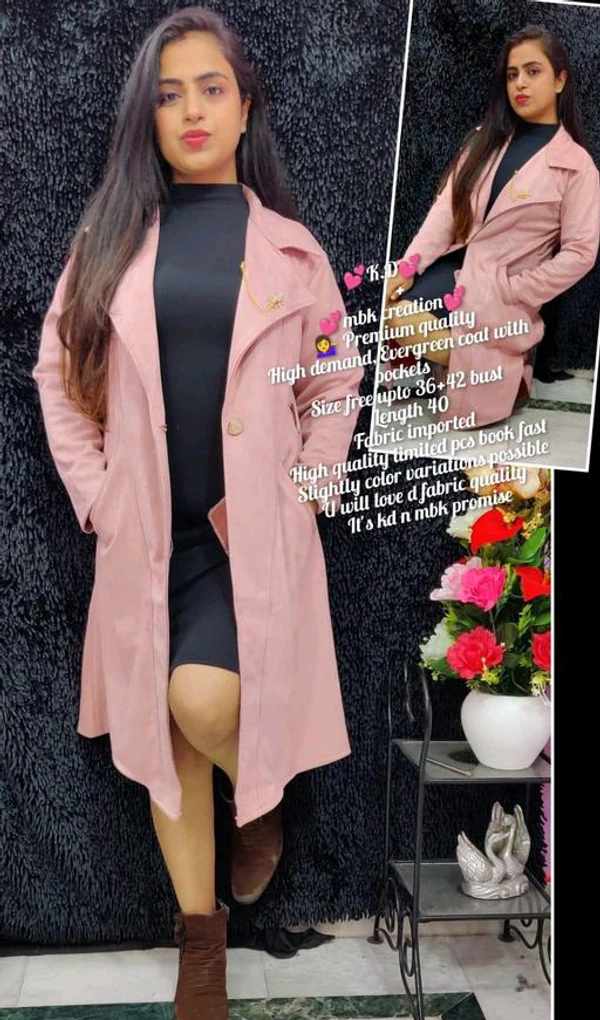 Beautiful Long Coat For Girls  - Blush Pink, L