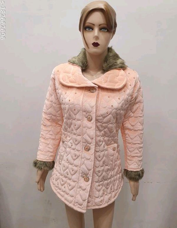 Beautiful Long Coat For Women  - Pink Lace, xl